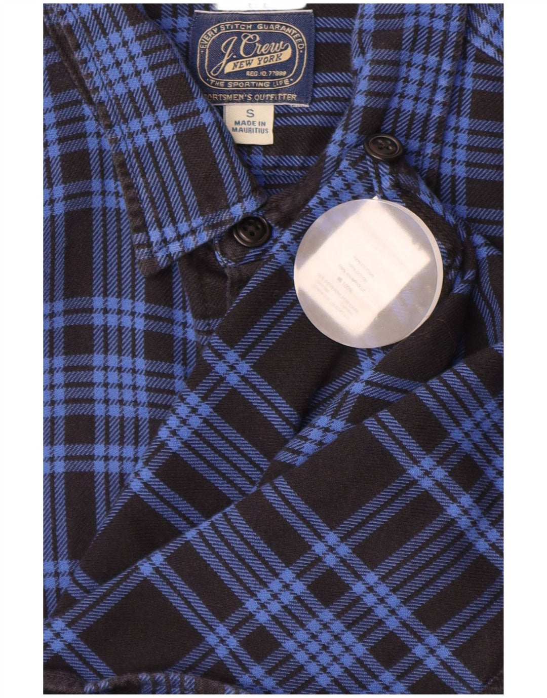 J. CREW Herren-Flanellhemd, klein, blau kariert, Baumwolle