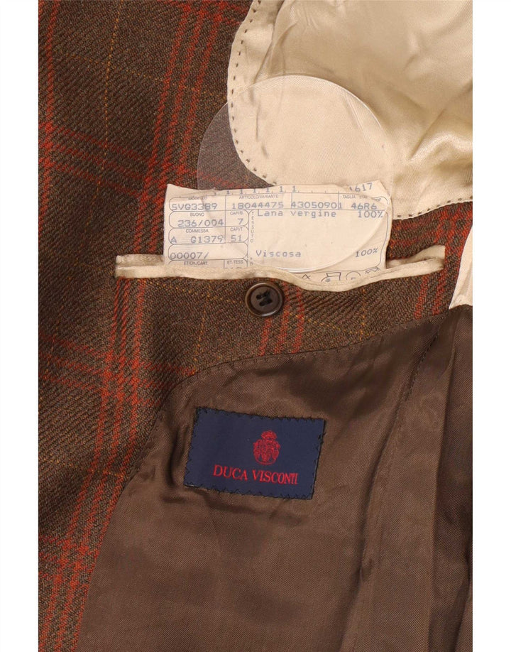 Duca Visconti Herren 2-Knopf-Blazerjacke IT 46 Small Brown Check