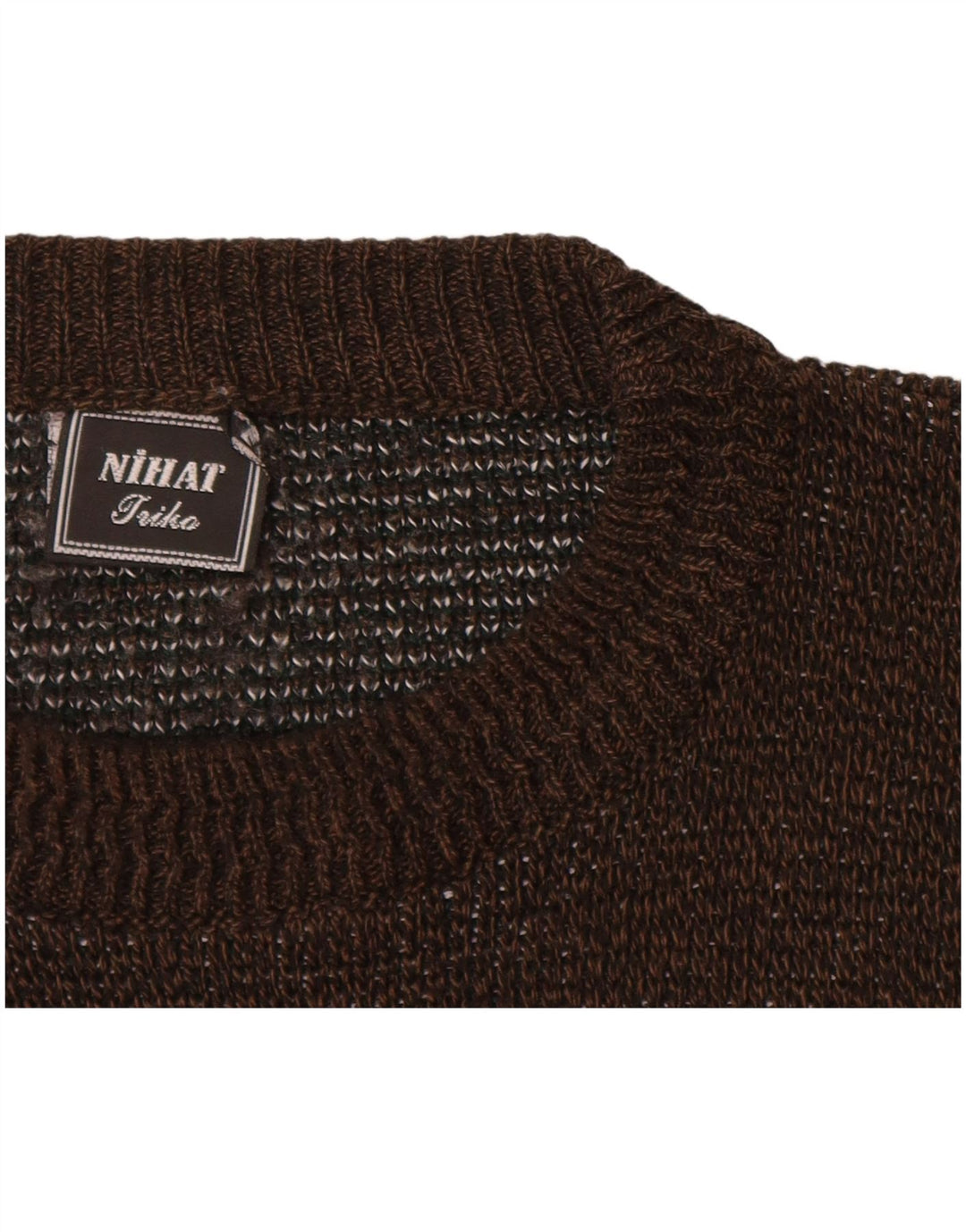 VINTAGE Herren-Pullover mit Rundhalsausschnitt, XL, braun, Farbblock-Acryl