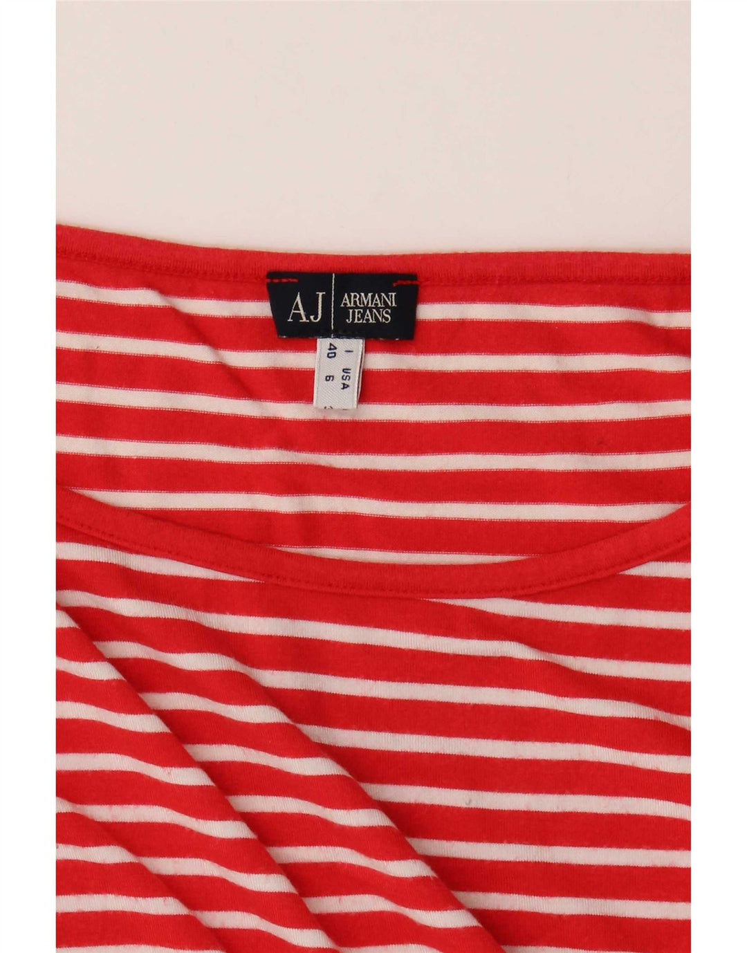 Armani Jeans Damen Top 3/4 Ärmel UK 10 Small Rot gestreift