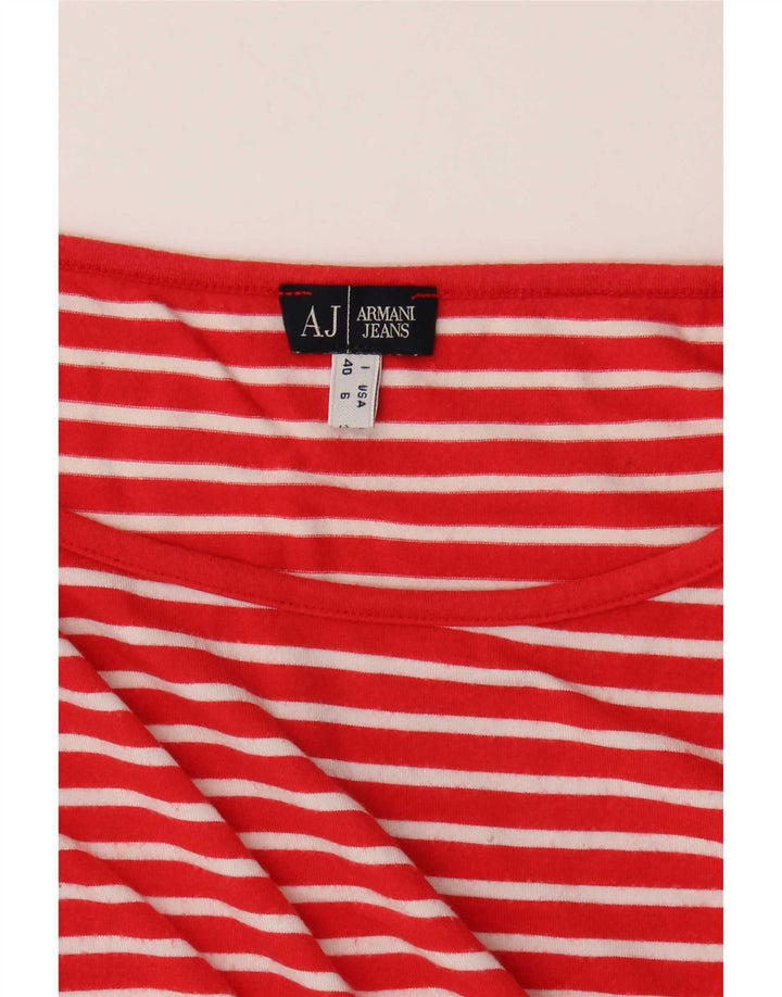 Armani Jeans Damen Top 3/4 Ärmel UK 10 Small Rot gestreift