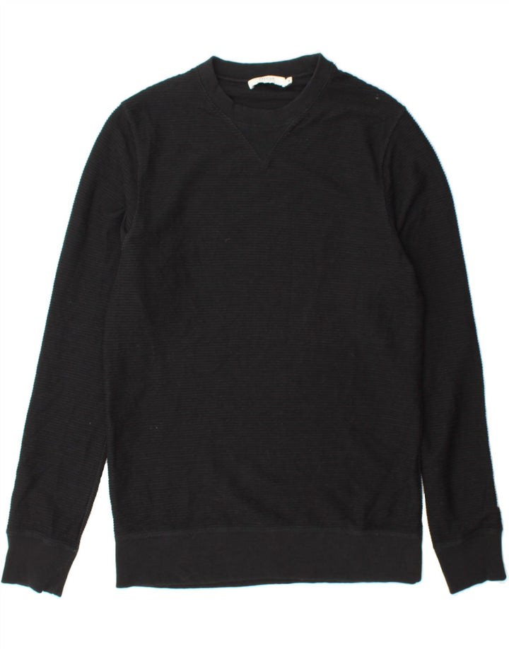 JACK & JONES Mens Sweatshirt Jumper Medium Black Pinstripe Polyester Vintage Jack & Jones and Second-Hand Jack & Jones from Messina Hembry 