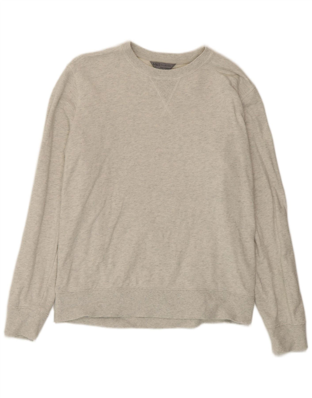 Marks & Spencer Herren-Sweatshirt-Pullover aus mittelgrauer Baumwolle