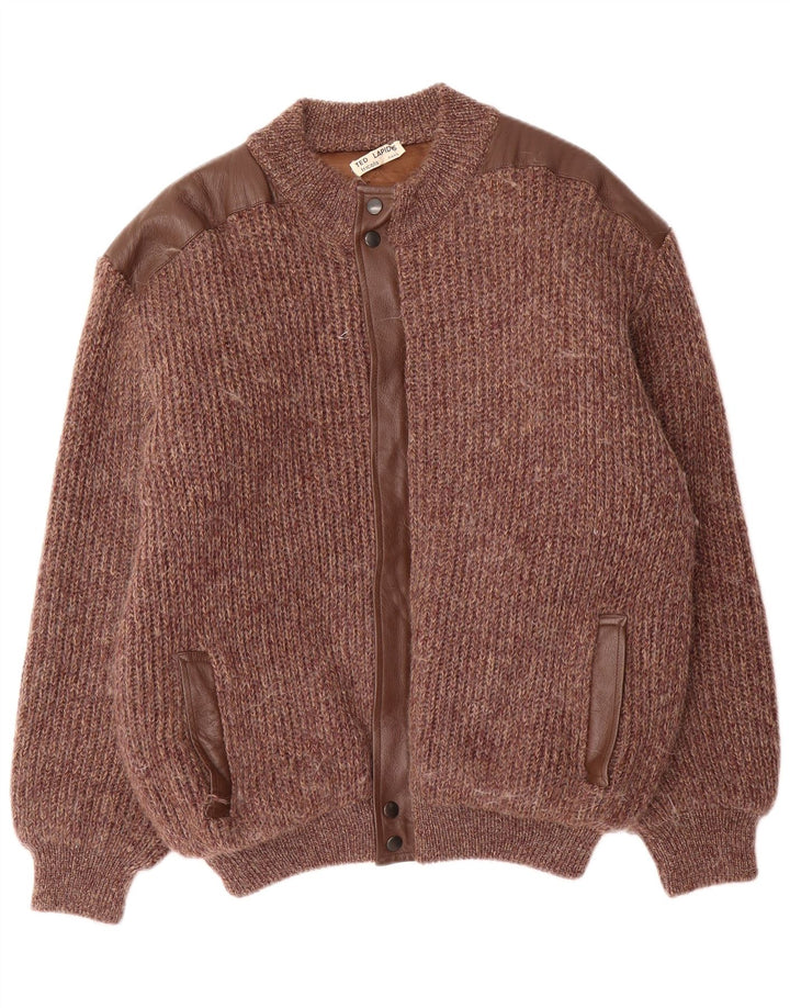 Ted Lapidus Herren-Strick-Bomberjacke IT 52 XL, braun gefleckte Wolle