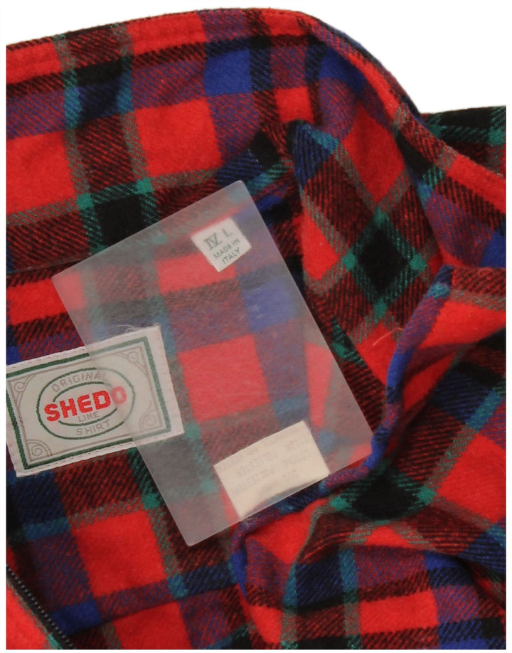 Vintage Herren Pullover Flanellhemd Großes rot kariertes Polyester