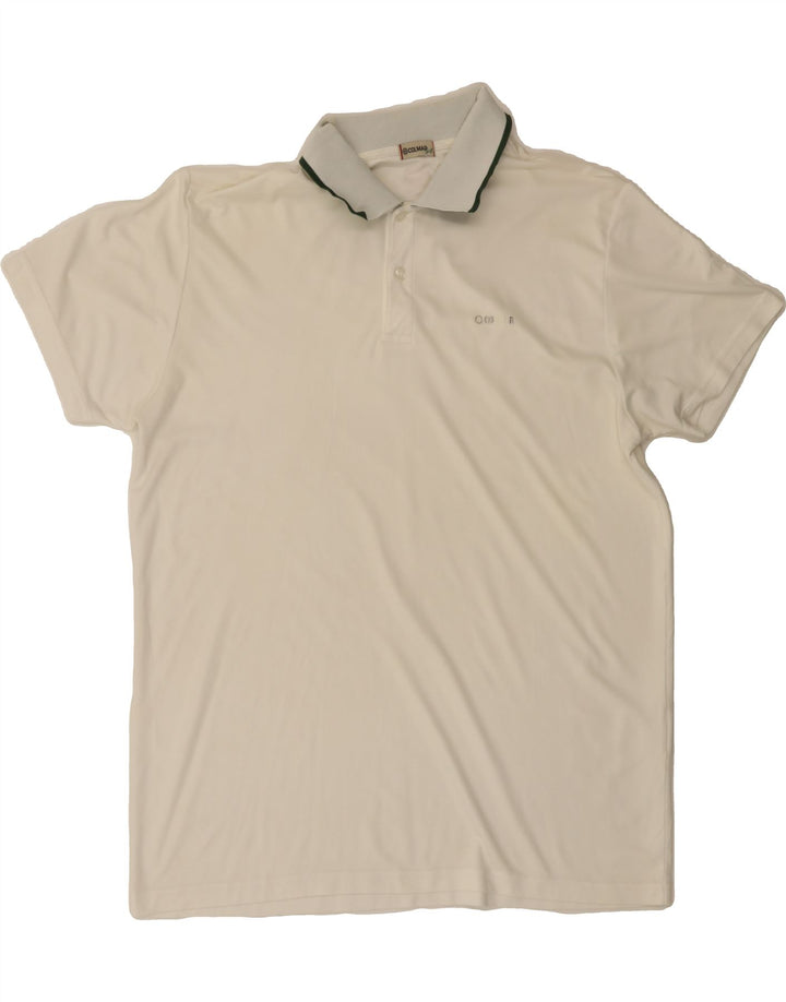 COLMAR Mens Polo Shirt Large Off White Polyester Vintage Colmar and Second-Hand Colmar from Messina Hembry 