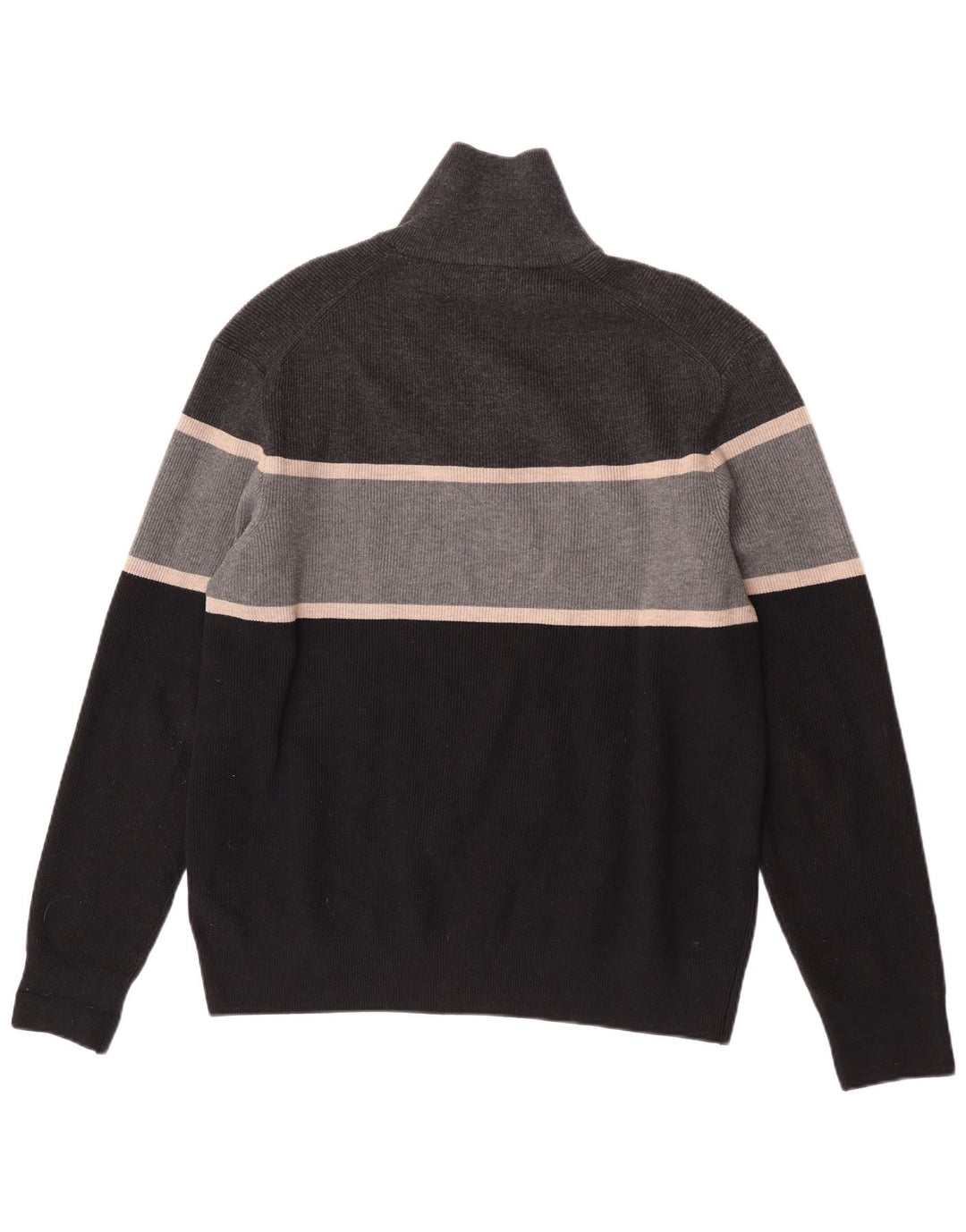 Marks & Spencer Herren-Pullover mit Reißverschluss am Hals, XL, graues Farbblock-Polyester