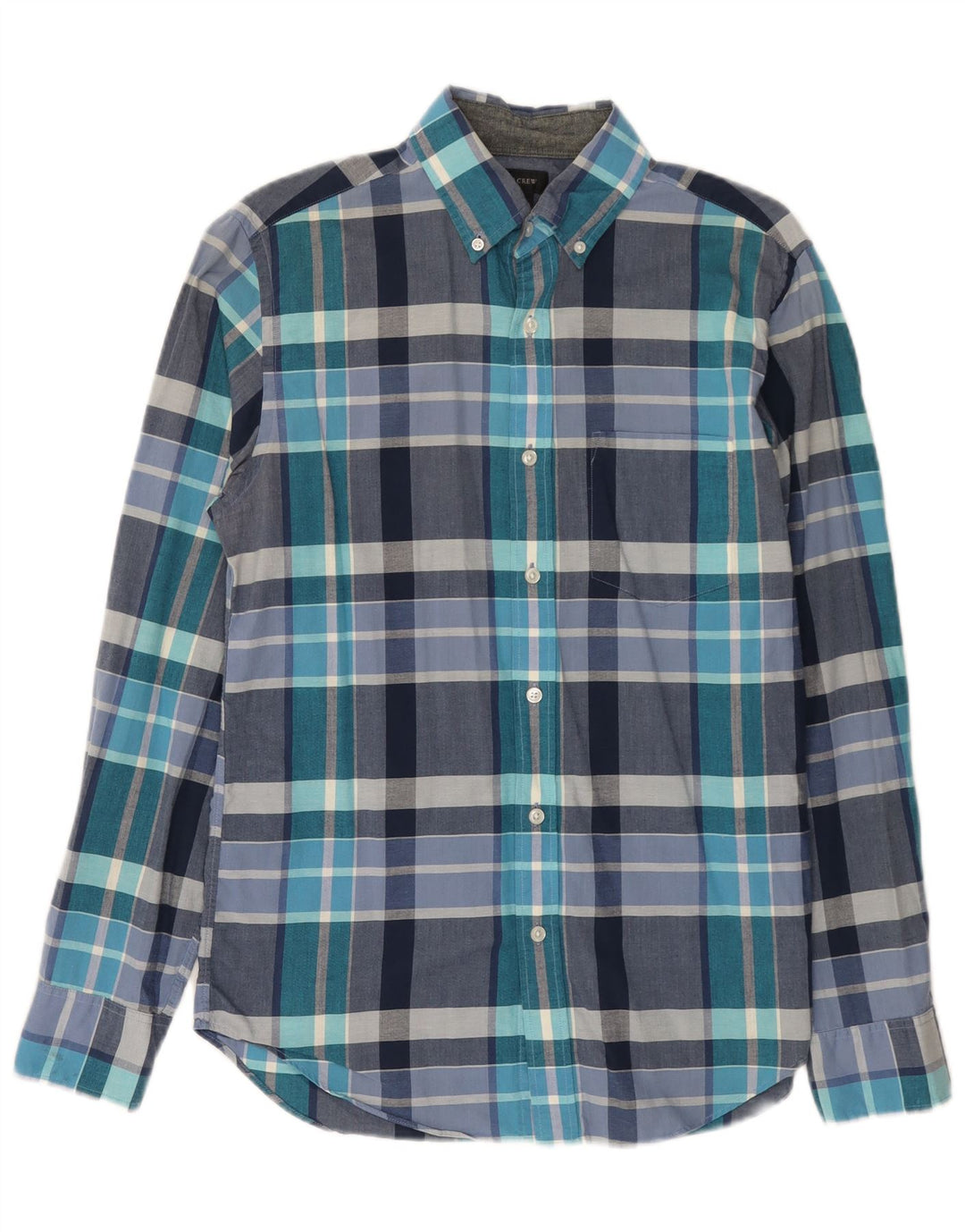 J. Crew Herrenhemd, klein, blau kariert, Baumwolle