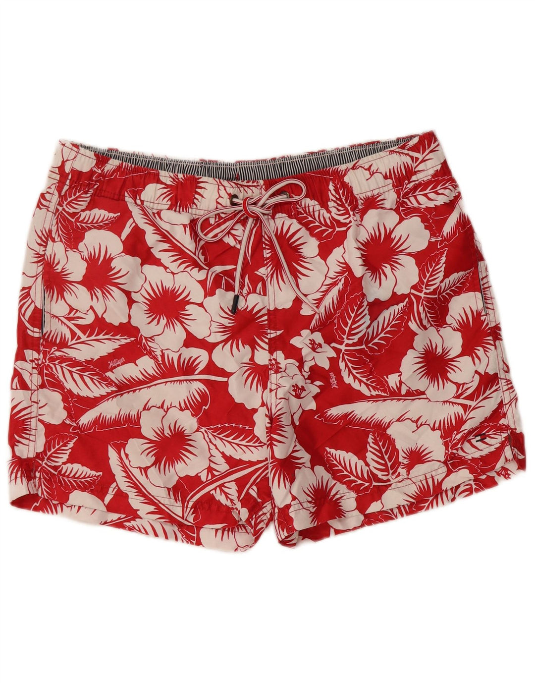 TOMMY HILFIGER Mens Swimming Shorts Small  Red Floral Polyester