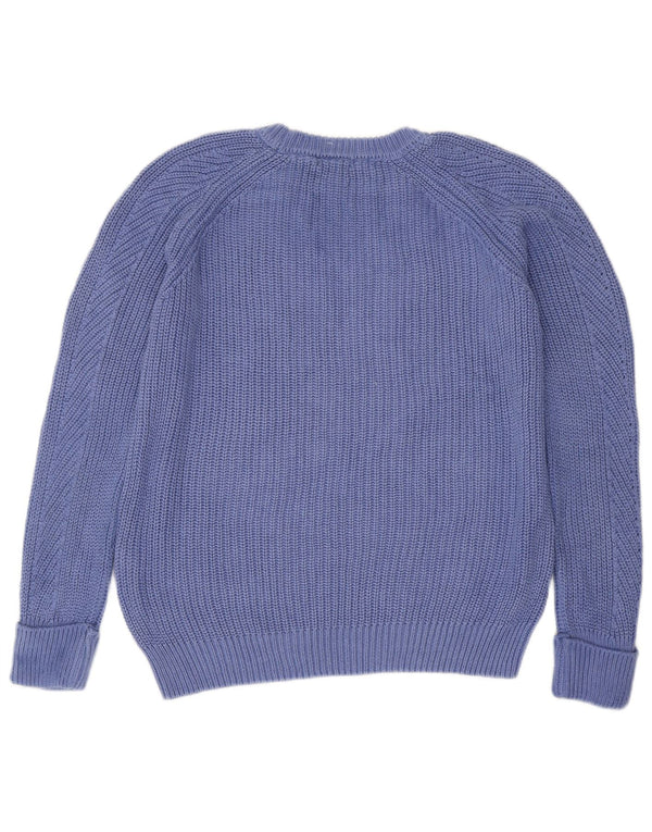 Massimo Dutti Damen-Pullover mit Rundhalsausschnitt, UK 16, Größe L, blau, Baumwolle