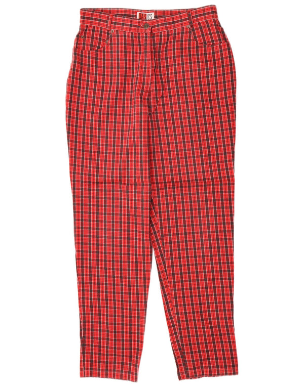 Basics Damen-Freizeithose mit hoher Taille, UK 46, Größe L, W30, L30, rot kariert