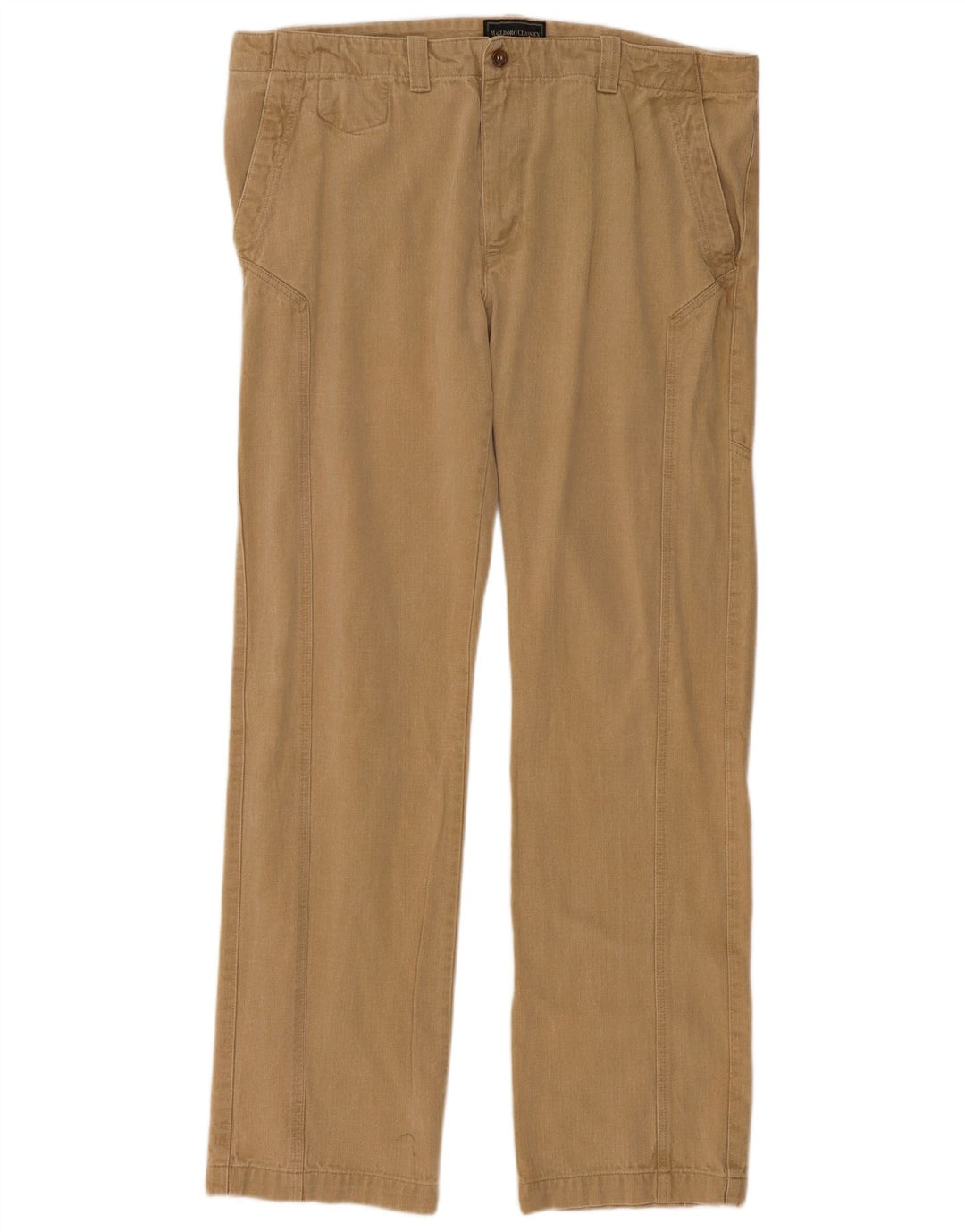 MARLBORO CLASSICS Mens Straight Chino Trousers  W40 L33 Beige Herringbone