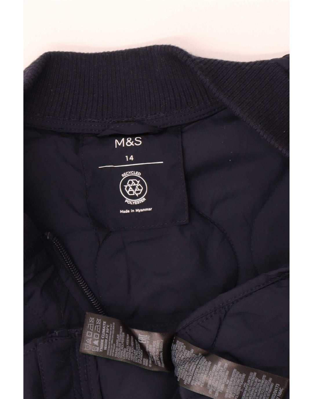 Marks & Spencer Damen Steppjacke UK 14 Large Marineblau Polyester