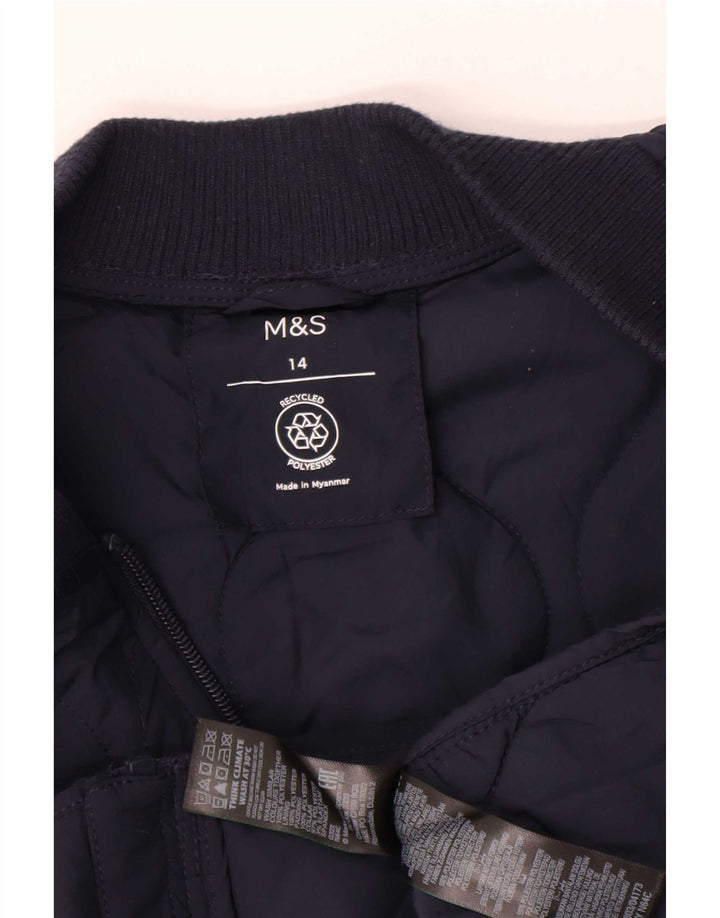 Marks & Spencer Damen Steppjacke UK 14 Large Marineblau Polyester