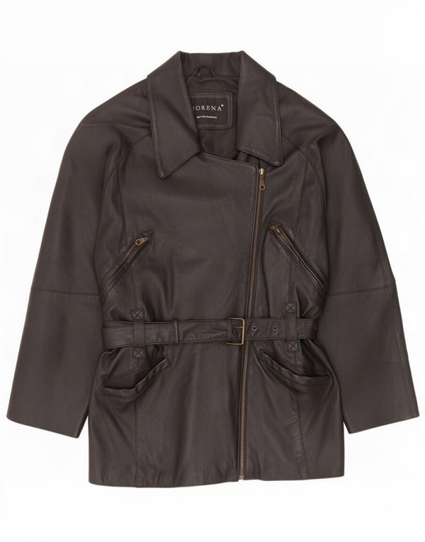 Morena Womens Übergroße Lederjacke UK 10 Small Schwarz