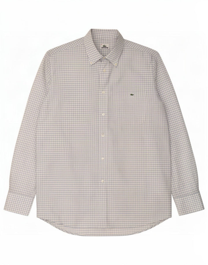 Lacoste Herrenhemd, Größe 42, groß, blau kariert, Baumwolle