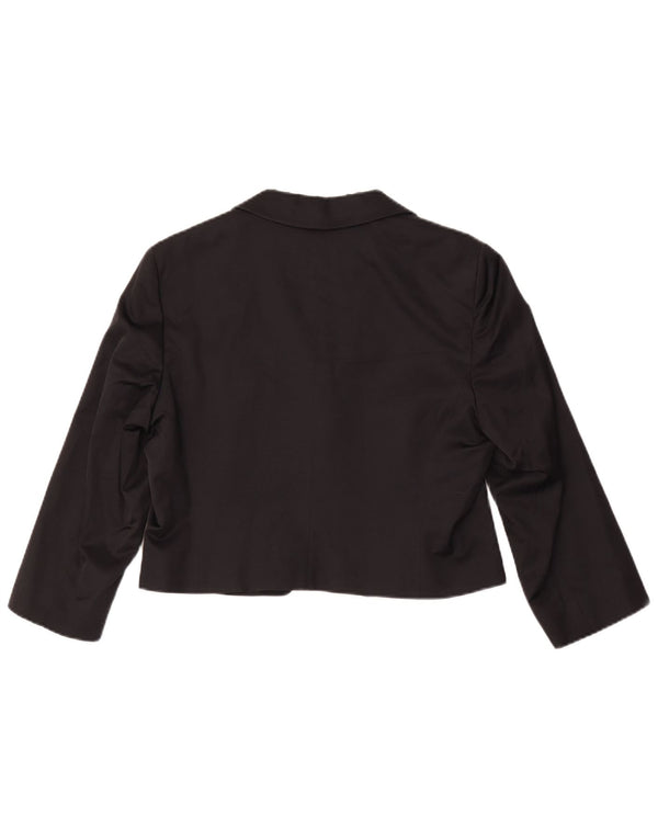 Marella Bolero-Jacke mit 3/4-Ärmeln und 1 Knopf für Damen, UK 14, Größe L, schwarze Viskose
