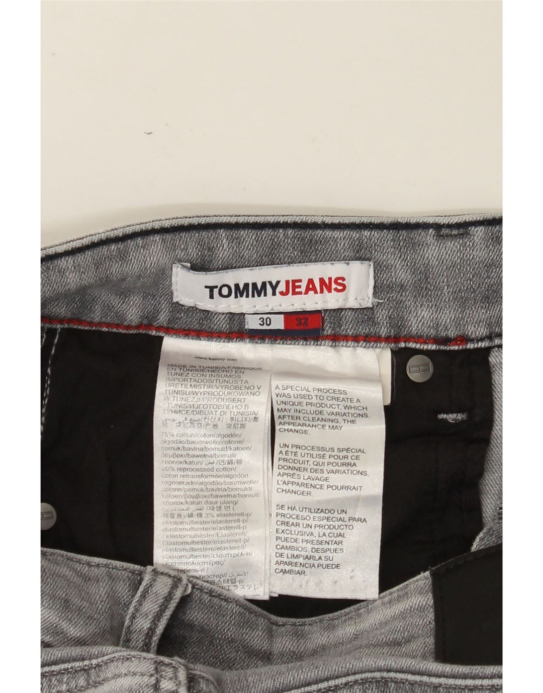 TOMMY HILFIGER Herren Scanton Slim Jeans W30 L32 Graue Baumwolle