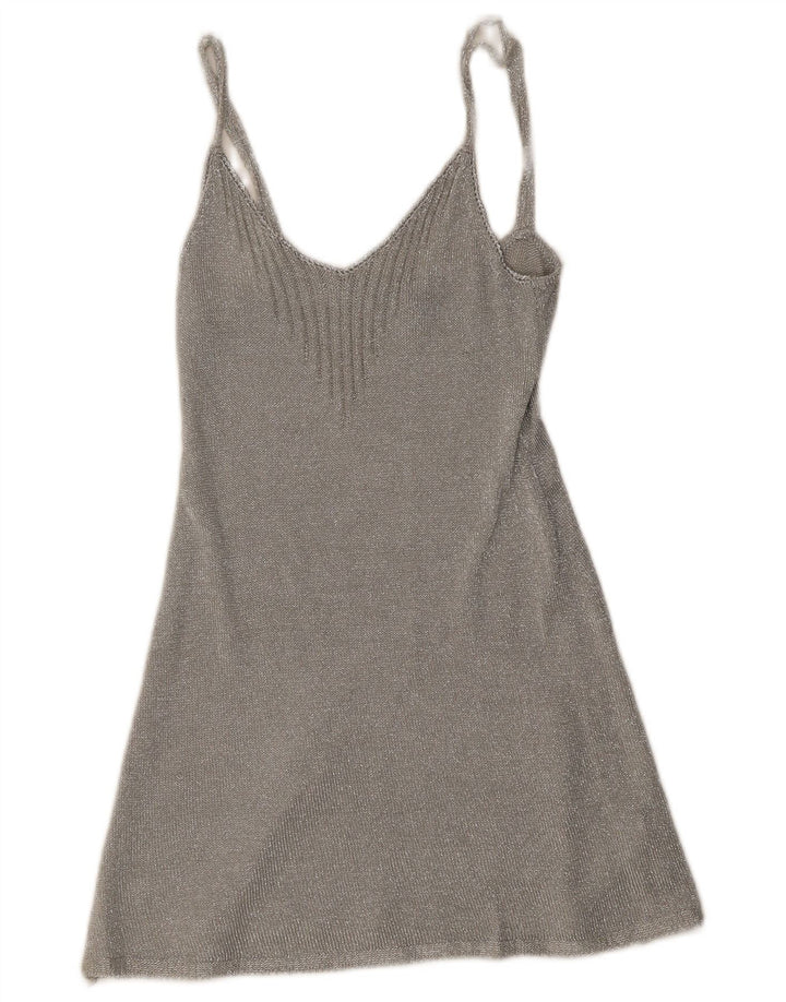 Topshop Damen Slip Dress UK 8 Small Silber Viskose