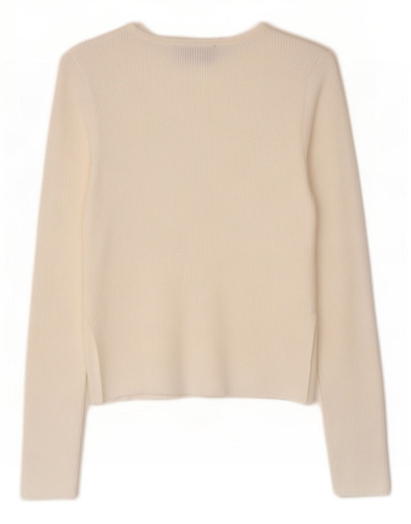 Zara Damen Crop Cardigan Pullover UK 12 Mittelweiße Viskose