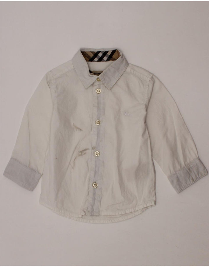 BURBERRY Baby-Jungen-Shirt, 9–12 Monate, weiße Baumwolle