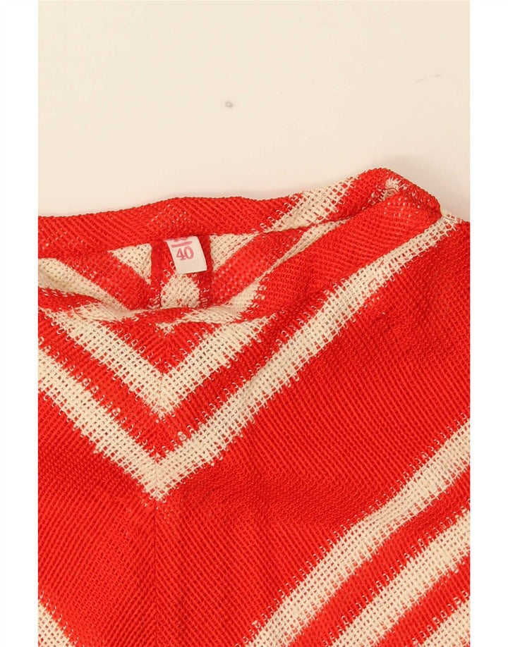 Vintage Damen Strickbluse Top EU 40 Mittelroter Chevron