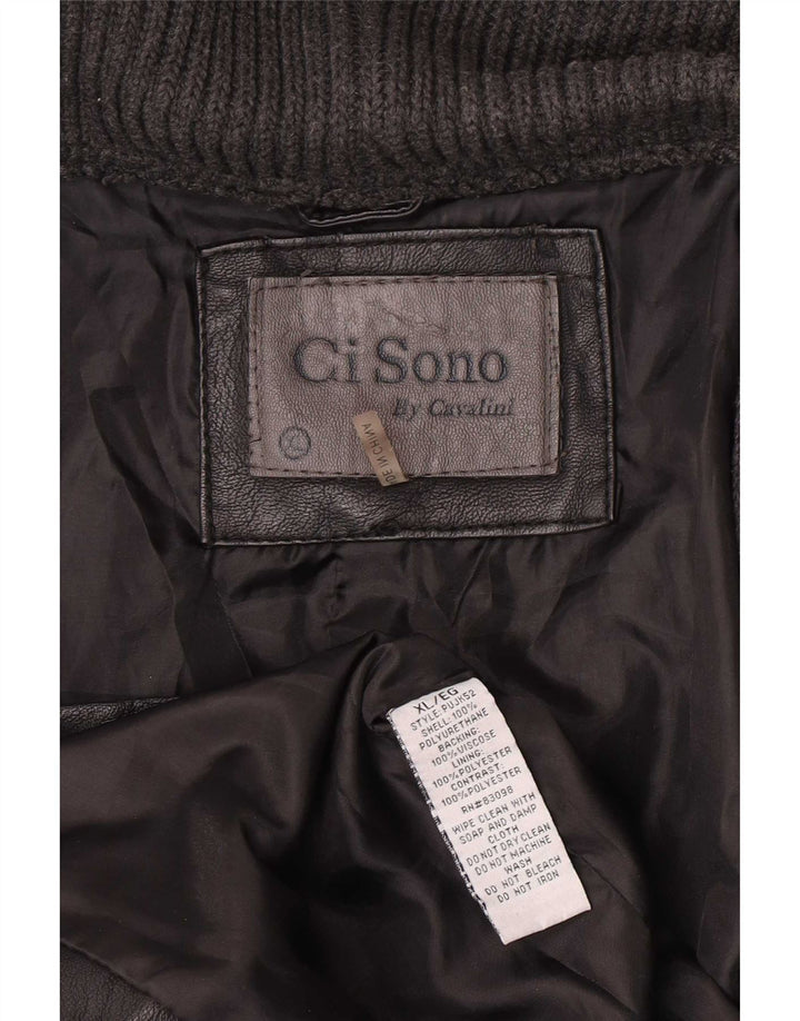 Cavalini Offene Damen-Bikerjacke aus Kunstleder UK 18 XL Schwarz Polyurethan