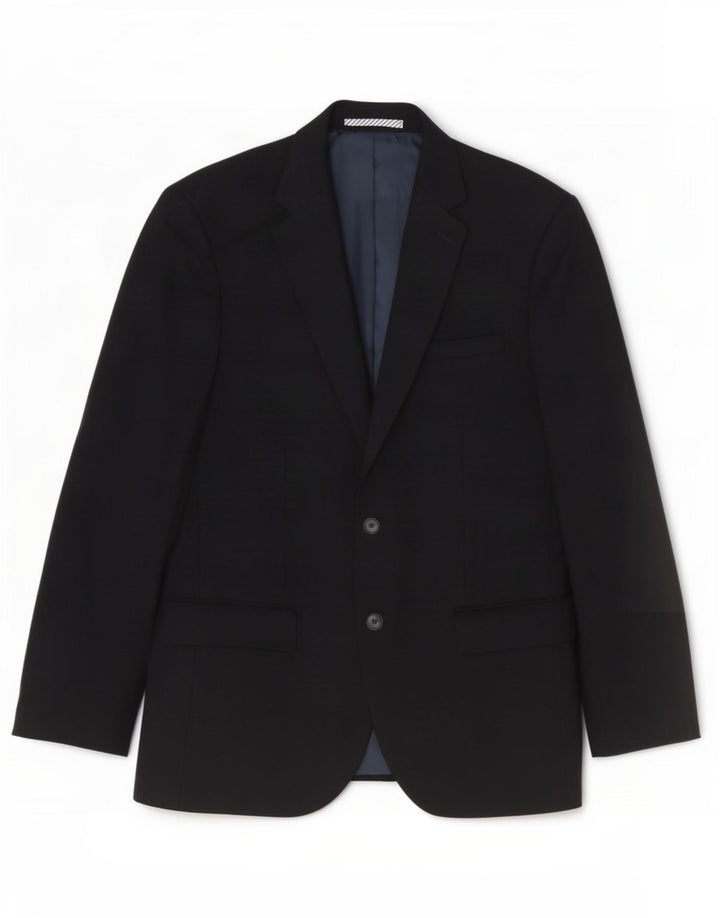 Marks & Spencer Herren-Blazer mit 2 Knöpfen, UK 38, mittelschwarze Wolle