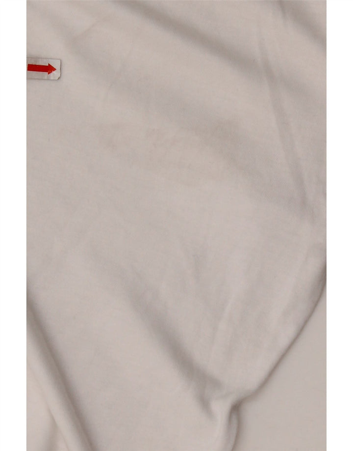 NEW BALANCE Damen Crop Graphic T-Shirt Top UK 10 Small Weiße Baumwolle