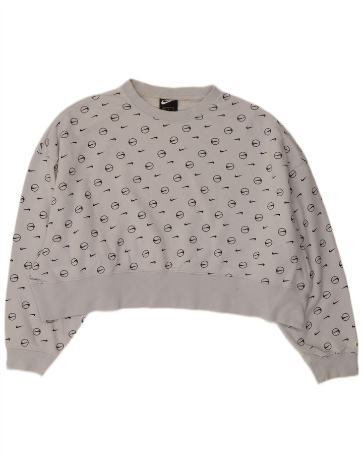 Nike Damen-Sweatshirt mit übergroßem Crop-Grafikmuster, Gr. 14, Mittelblau