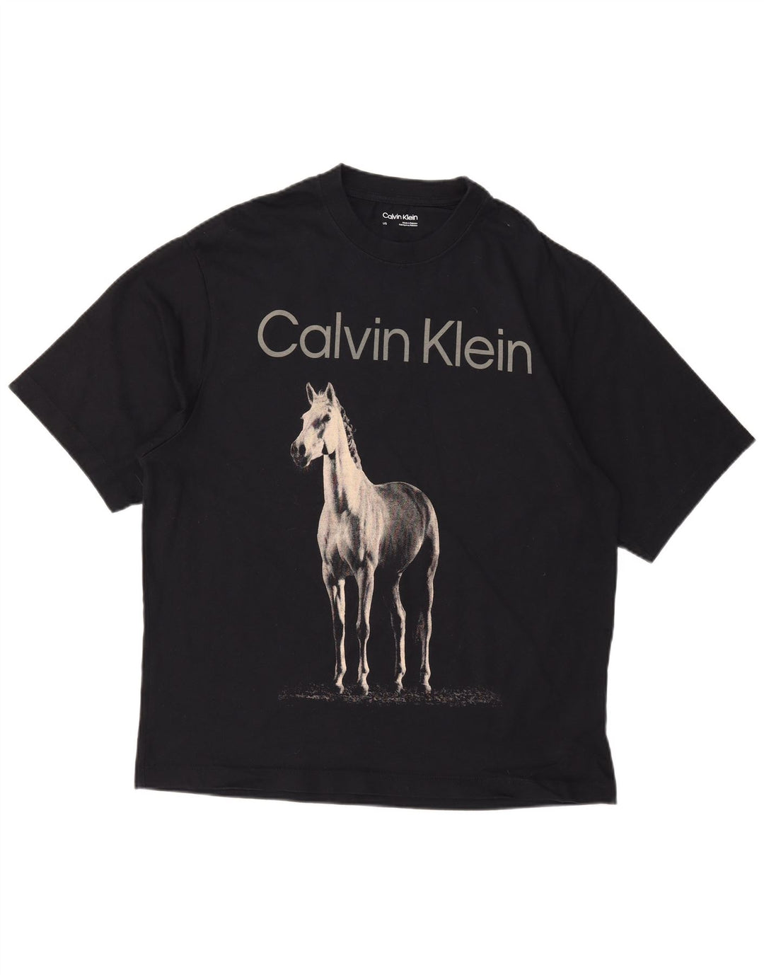 Calvin Klein Herren-T-Shirt mit Grafik, groß, aus schwarzer Baumwolle