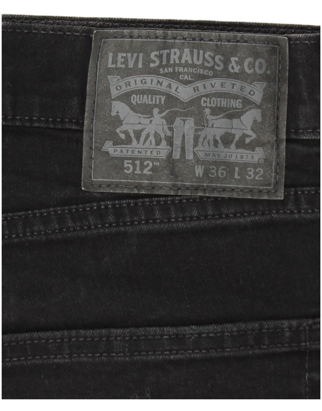 LEVI'S Herren 512 Slim Jeans W36 L32 Schwarze Baumwolle