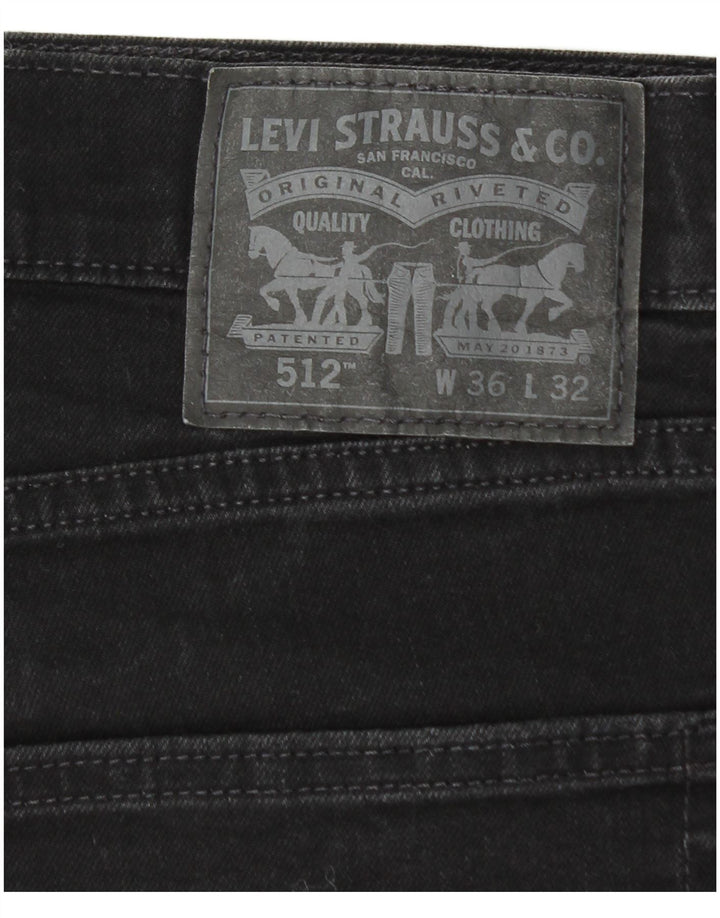 LEVI'S Herren 512 Slim Jeans W36 L32 Schwarze Baumwolle