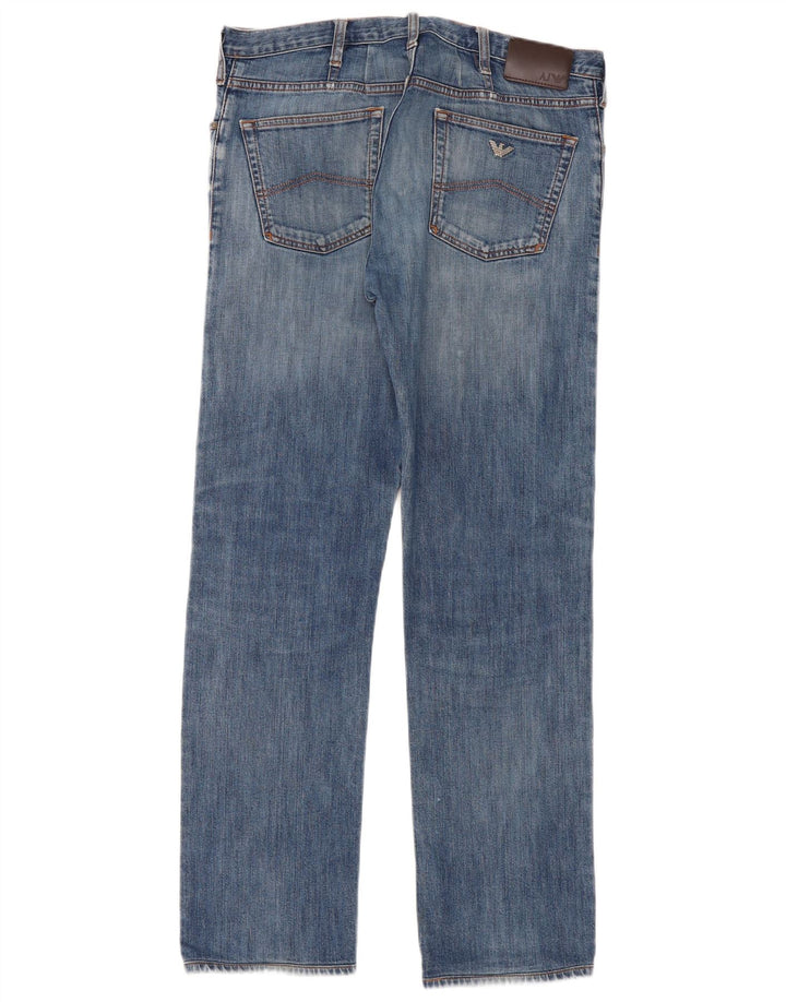 Armani Herren Straight Jeans W36 L32 Blaue Baumwolle