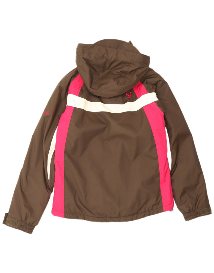 ANIMAL Übergroße Damen-Regenjacke mit Kapuze, UK 10, Klein, Braun, Farbblock
