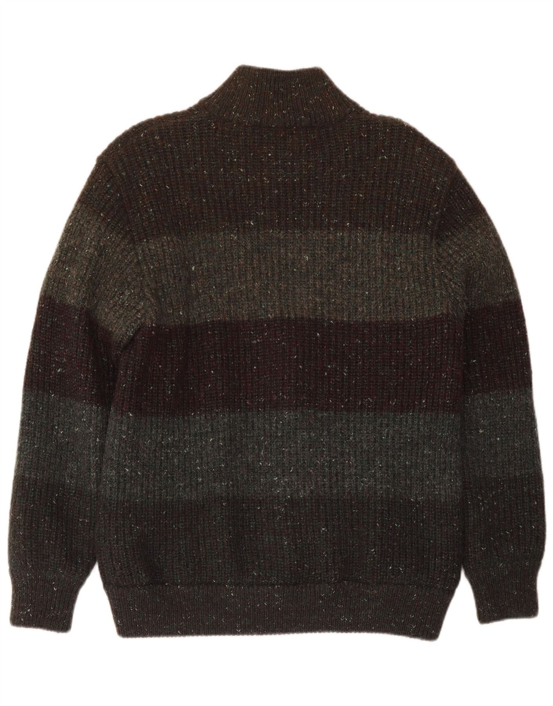 Peter Brown Herren-Cardigan-Pullover aus mittlerer Khaki-Streifenwolle