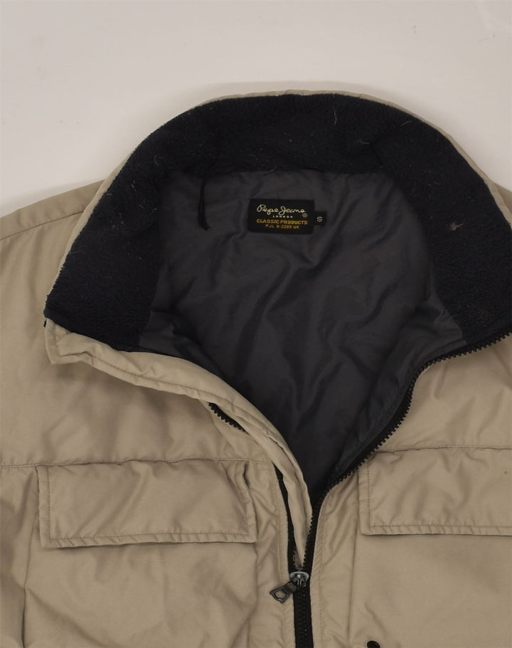 PEPE JEANS Herren Wattierte Jacke UK 36 Small Beige Polyester