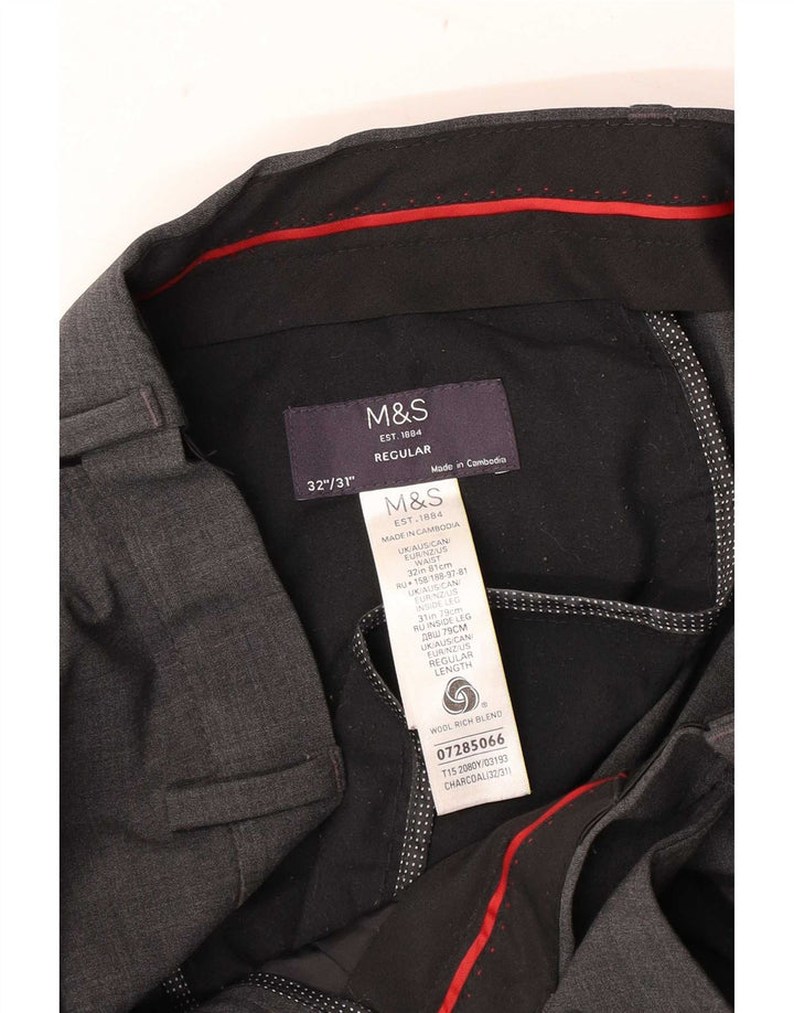 Gerade Herren-Anzughose von Marks & Spencer, W32, L31, graue Wolle