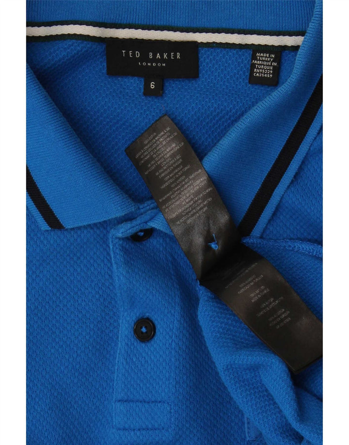Ted Baker Herren-Poloshirt, Größe 6 2XL, blaue Baumwolle