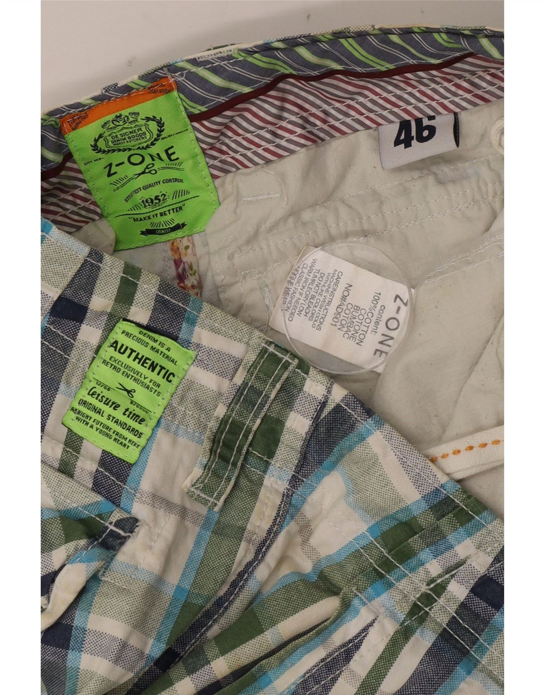 ZONE Herren Cargoshorts IT 46 Small W32 Mehrfarbig karierte Baumwolle