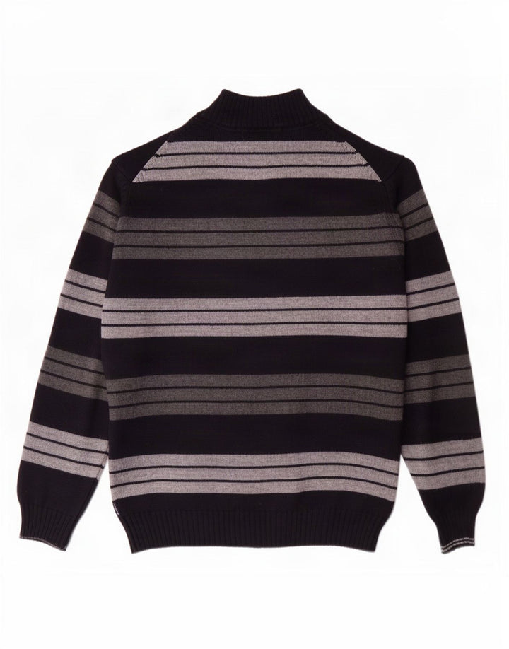 Il Granchio Herren-Pullover mit Reißverschluss am Hals, groß, marineblau gestreift