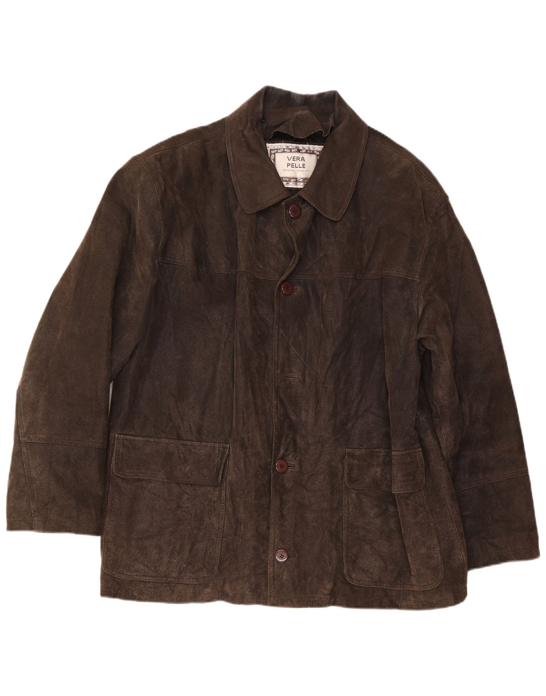 Vintage Herren Wildlederjacke IT 54 2XL Braunes Leder