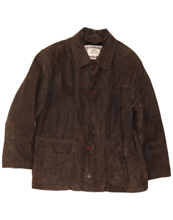 Vintage Herren Wildlederjacke IT 54 2XL Braunes Leder