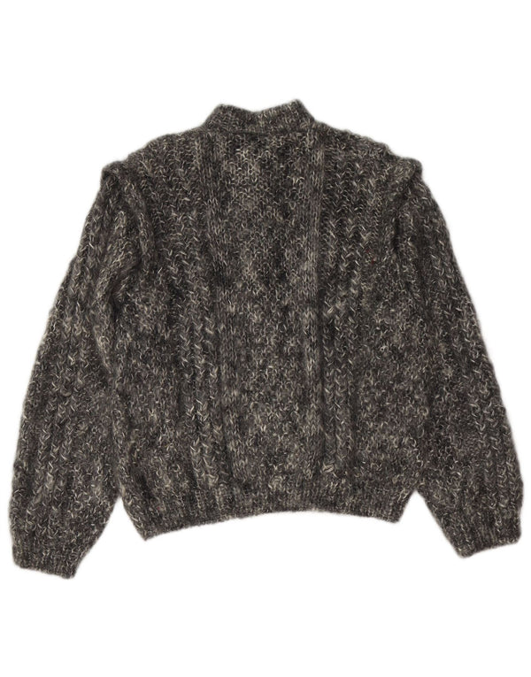 VINTAGE Damen Strickjacke Pullover UK 16 Large Grau