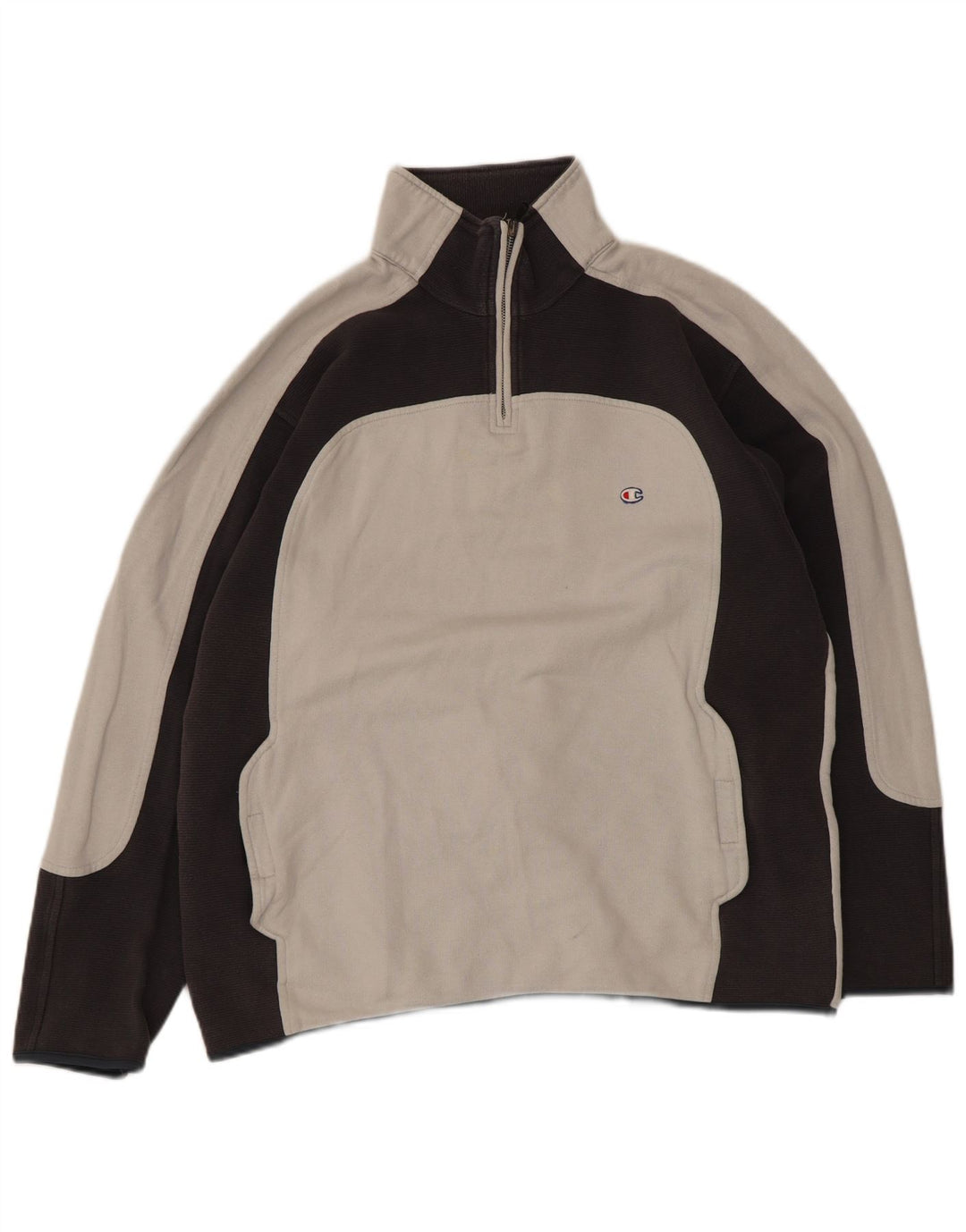 Champion Herren-Sweatshirt mit Reißverschluss am Hals, groß, Grau, Farbblock