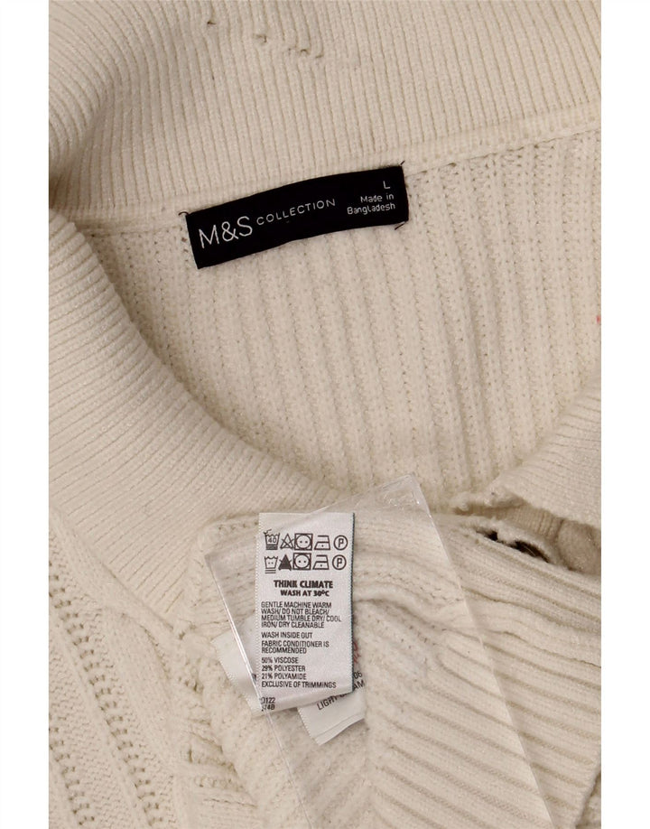 Marks & Spencer Damen-Cardigan-Pullover UK 16 Large Weiße Viskose