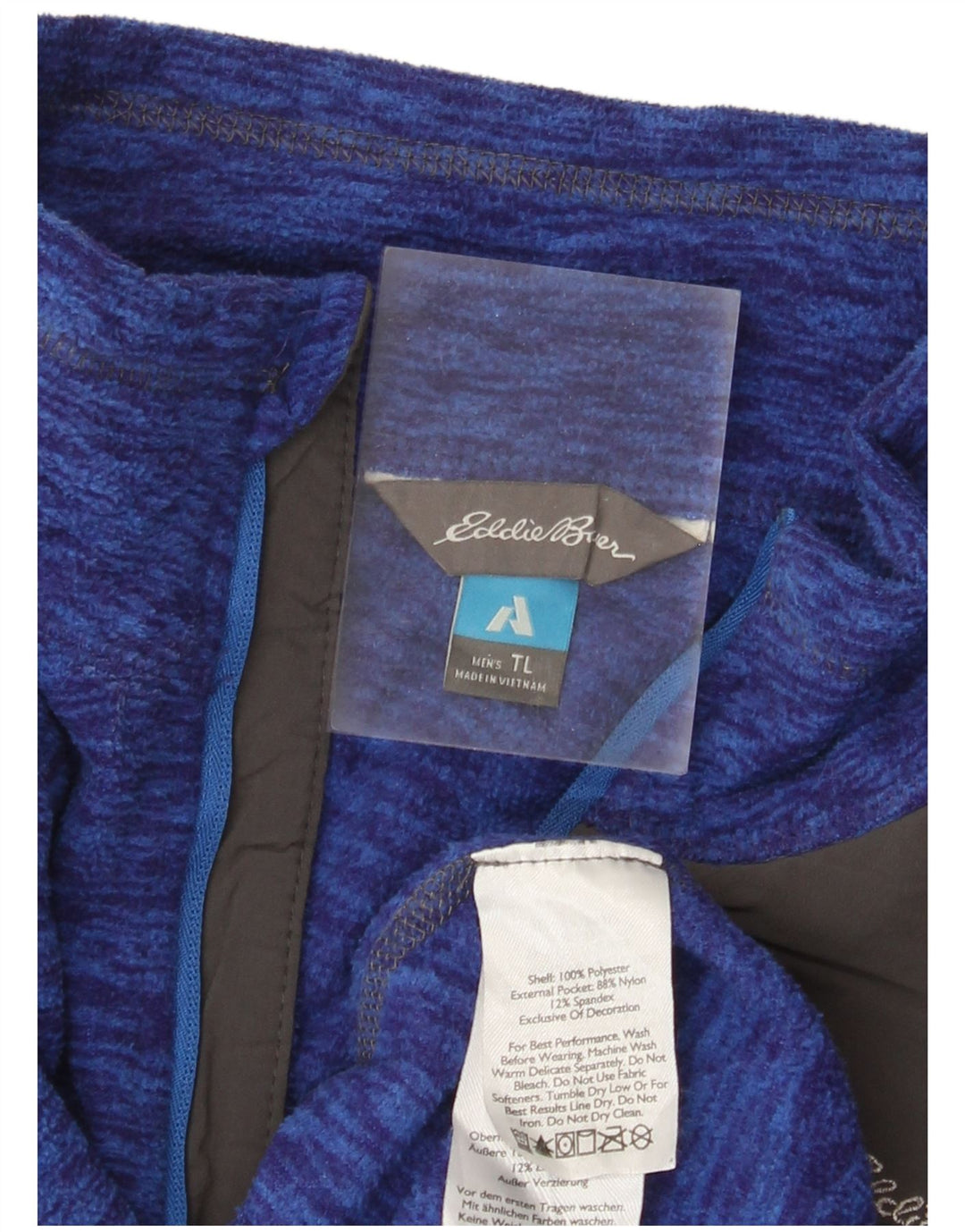 Eddie Bauer Herren-Fleecepullover mit Reißverschluss am Hals, großes, blau meliertes Polyester