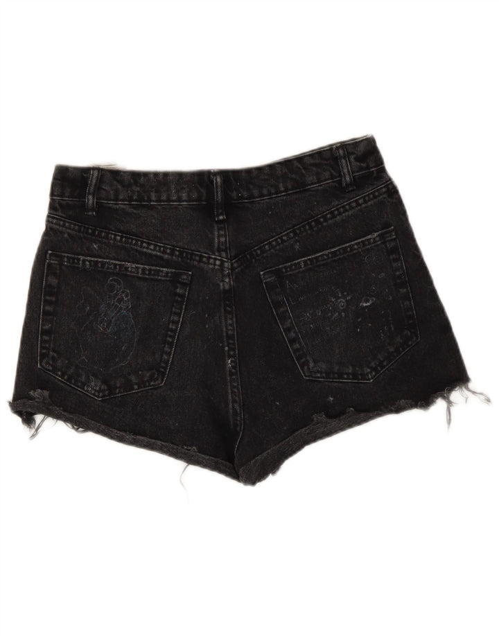 Zara Damen Distressed Denim Shorts EU 36 XS W26 Schwarz
