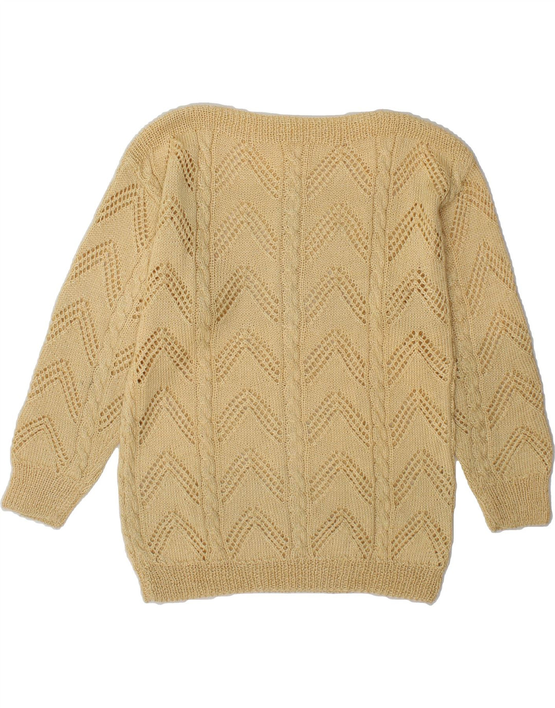 VINTAGE Womens Boat Neck Jumper Sweater UK 14 Medium Beige Vintage Vintage and Second-Hand Vintage from Messina Hembry 