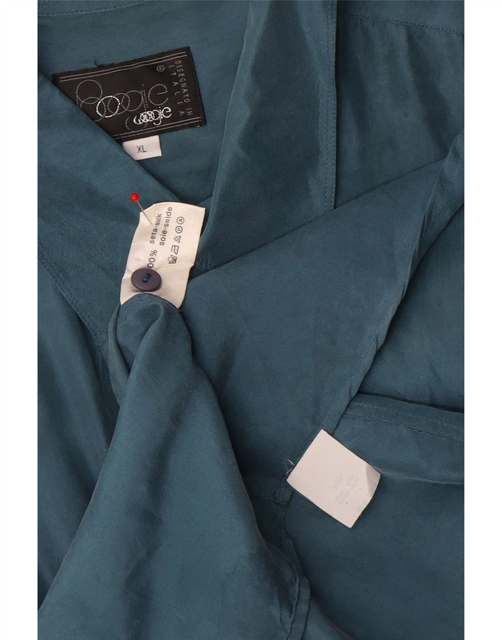 BOOGIE Herrenhemd XL Blaue Seide